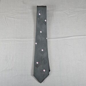Scott Stevens Necktie Men's Tie black Pink‎ Blue Square Geometric Made USA Vtg